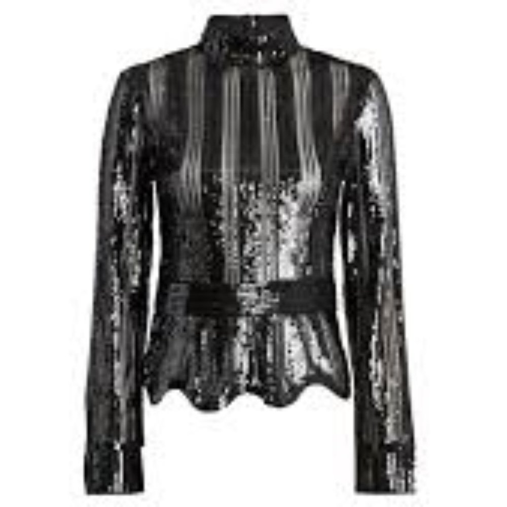 Derek Lam 10 Crosby Mock-Neck Sequined Top